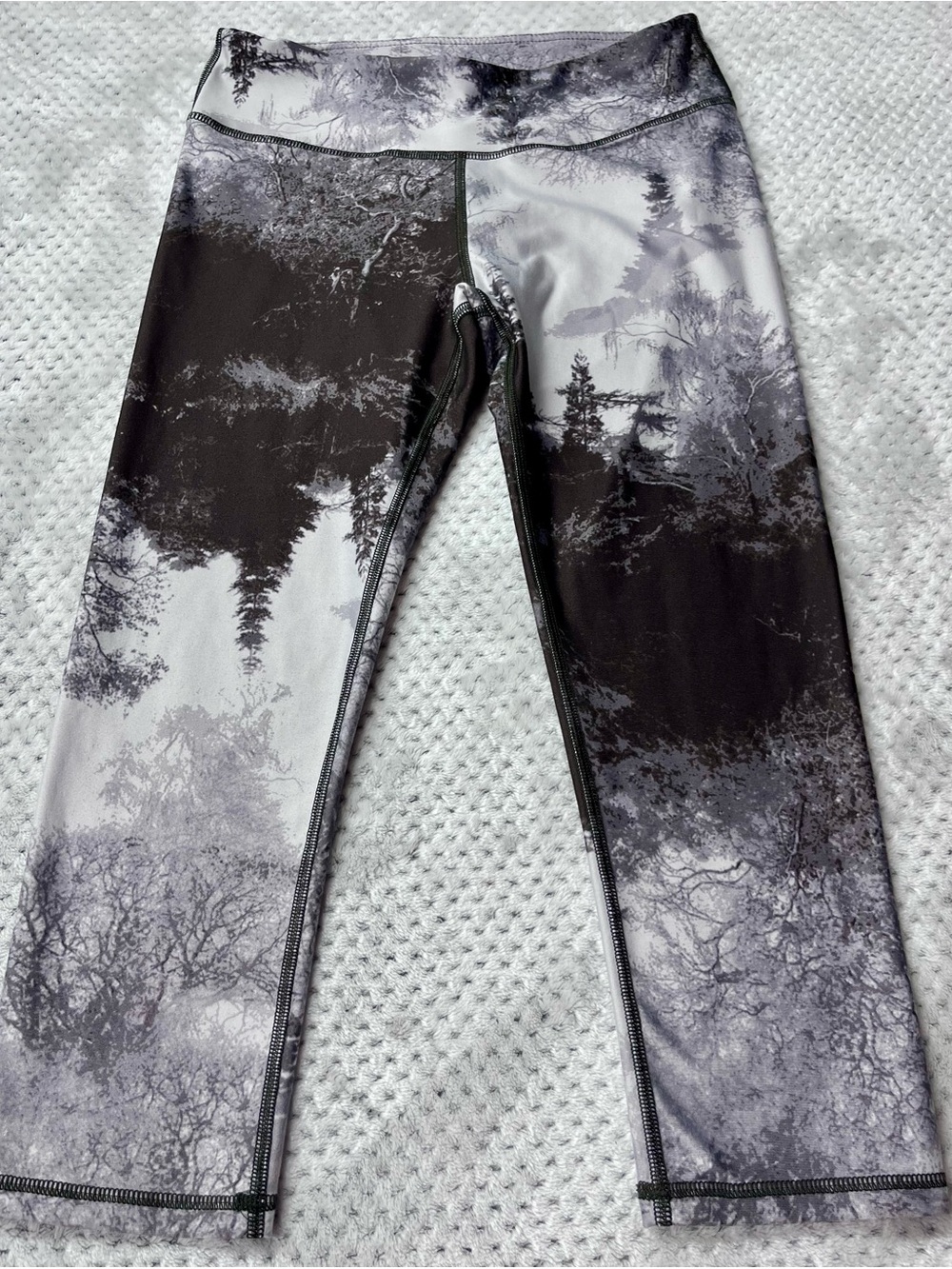 Fabletics Black and Gray Forest Print Leggings